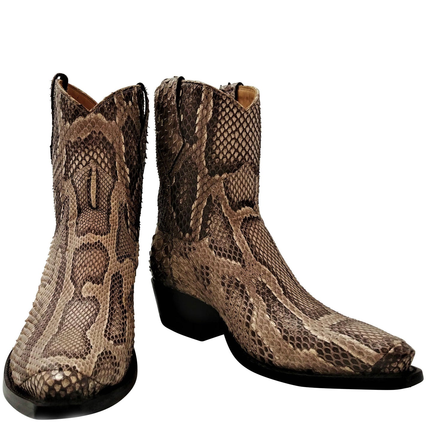 Genuine Burmese Python Belly Cut Shorty Handmade Boots