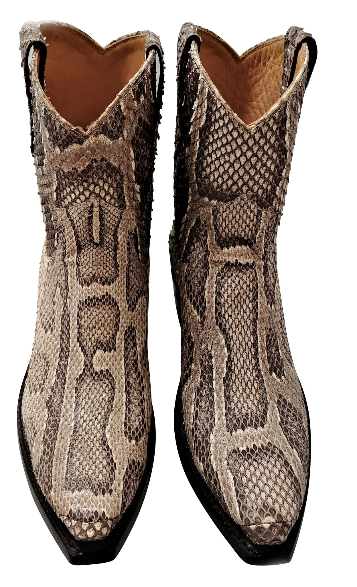 Genuine Burmese Python Belly Cut Shorty Handmade Boots