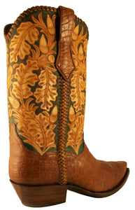 ARDITTI / RESLEY Limited Edition Genuine American Alligator Hand Carved Autumn Acorns Handmade Boots