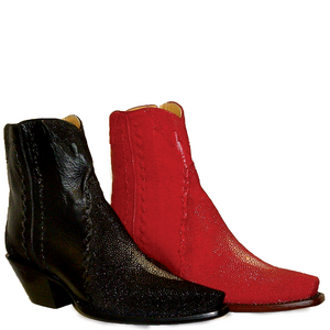 Genuine Stingray & Calf w/ Buck Stitch Handmade Ankle Boots