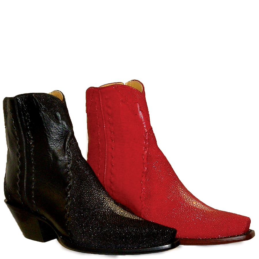 Genuine Stingray & Calf w/ Buck Stitch Handmade Ankle Boots