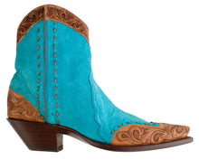 Load image into Gallery viewer, &quot;Lil&#39; Buckaroo&quot; Carved/Tooled Leather Toe, Heel &amp; Collar w/ Calf Handmade Ankle Boot